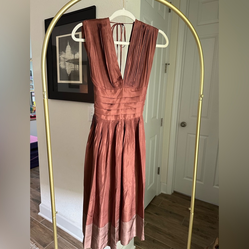 BCBGMaxAzria Copper Backless MIDI Dress